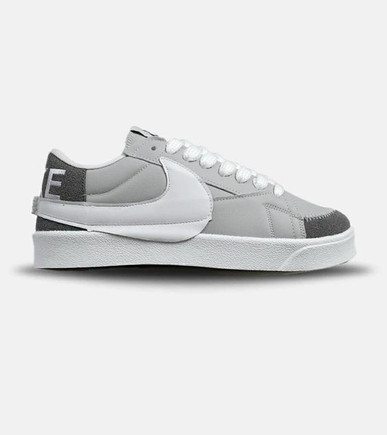 کفش نایک مردانه و زنانه طوسی سفید Nike Blazer Low 77 Jumbo مدل 5610|لوزی