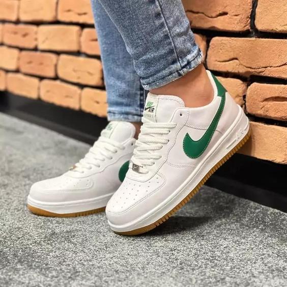 کتونی نایک ایرفورس (ست مردانه زنانه) nike air force رنگ سفید سبز کد 6223|باسلام