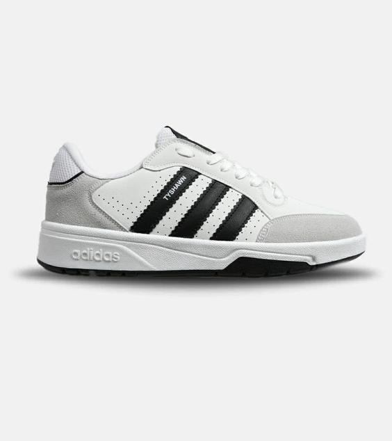 کفش کتانی مردانه سفید مشکی ADIDAS Tyshawn مدل 5601|لوزی