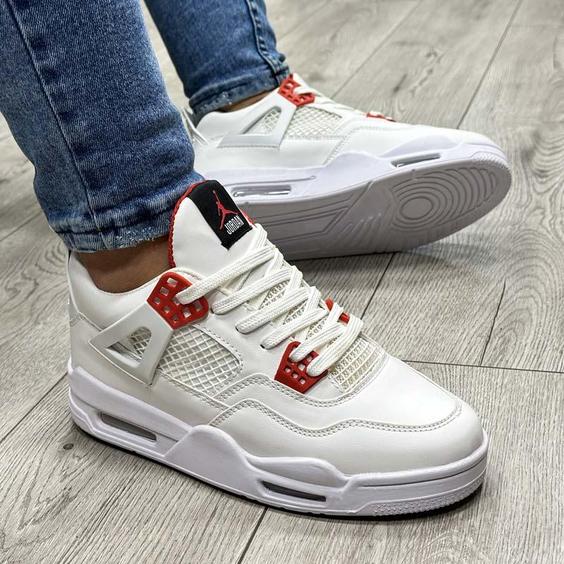 کفش و کتانی مردانه رنگ سفید قرمز مدل NIKE AIR JORDAN 4 جردن ایر کد 200972|کتونی خان