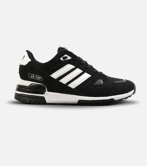 کفش کتانی مردانه مشکی سفید آدیداس adidas ZX 750 مدل 3502|لوزی