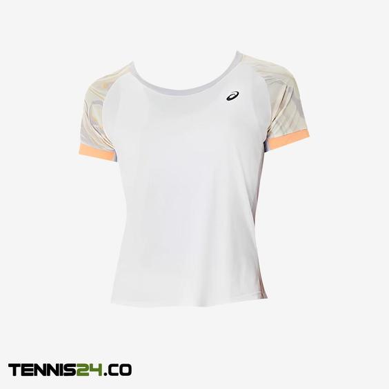 تی شرت تنیس زنانه اسیکس Asics Women Court Graphic SS Top- سفید|تنیس شاپ