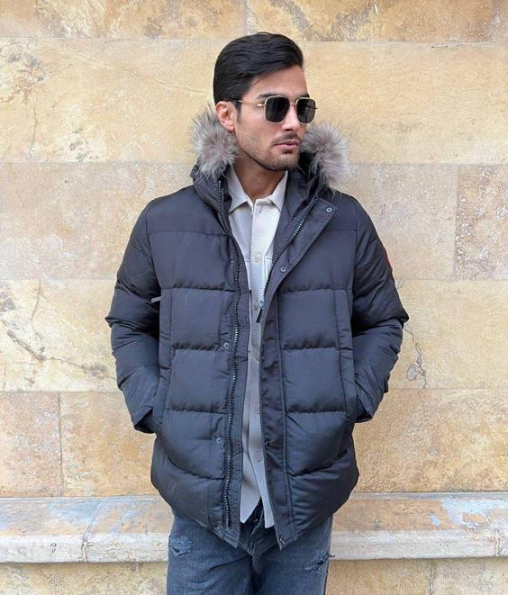 کاپشن پشم شیشه کلاه دار برند Canada goose مشکی مردانه p۱۴۲|زد دیزاین