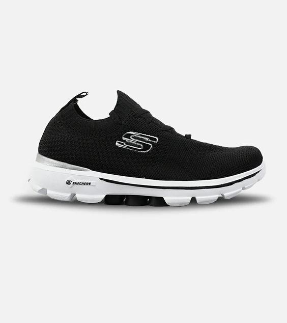 کفش کتانی بزرگ پا مشکی سفید اسکیچرز SKECHERS مدل 2161|لوزی