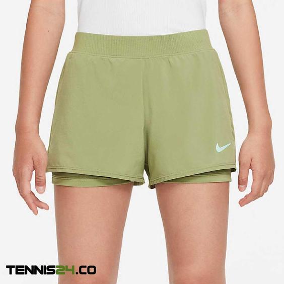 شلوارک تنیس دخترانه نایک Nike Court Dri-Fit Victory- سبز|تنیس شاپ