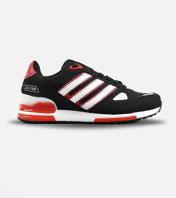 کفش کتانی مردانه مشکی سفید قرمز آدیداس adidas ZX 750 مدل 2007|لوزی