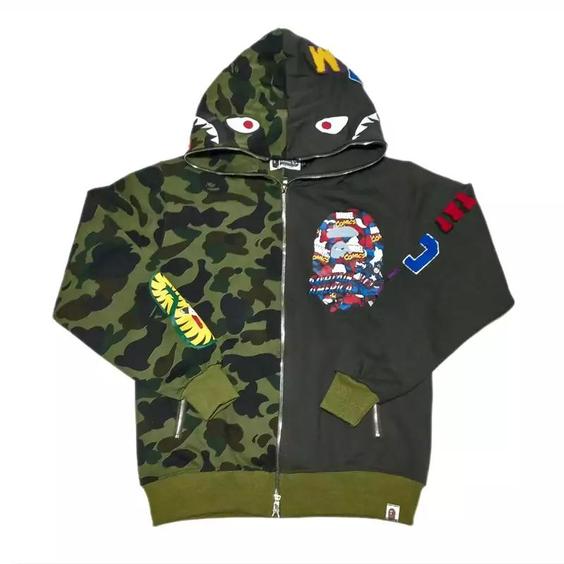 سویشرت مردانه سبز چریکی بیپ Bape|باسلام