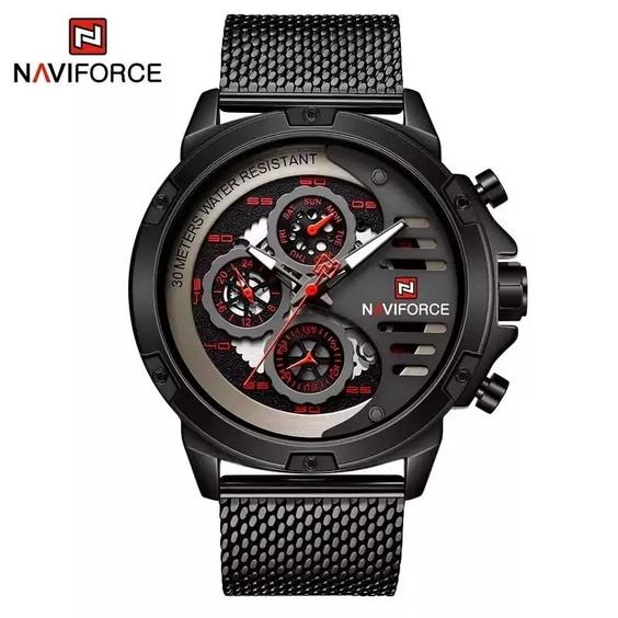 ساعت مچی مردانه نیوی فورس ناویفورس 9110 بند استیل حصیری naviforce 9110|باسلام