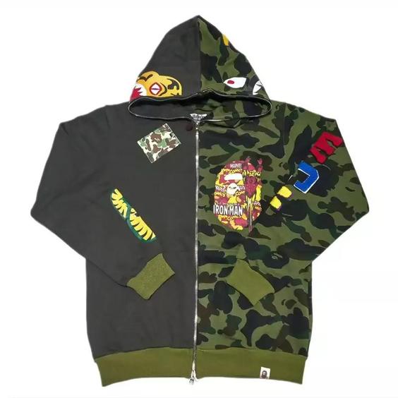 سویشرت مردانه سبز چریکی بیپ BAPE|باسلام