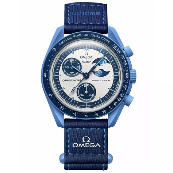 ساعت امگا سواچ مدل MISSION TO THE – SUPER BLUE MOONPHASE|تنیس شاپ