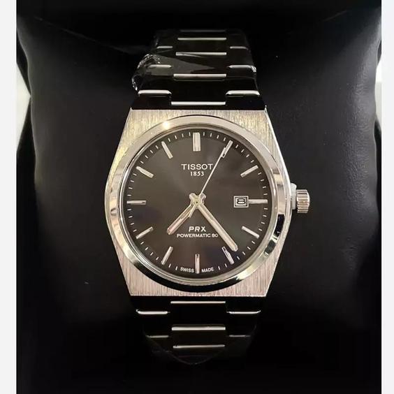 ساعت مردانه تیسوت بند استیل صفحه مشکی Tissot Prx|باسلام