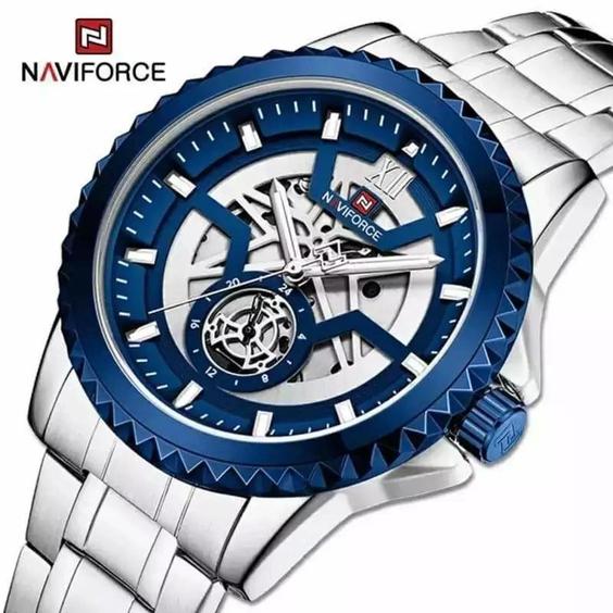 ساعت مچی مردانه بند فلزی NAVIFORCE 9186 S-BE|باسلام