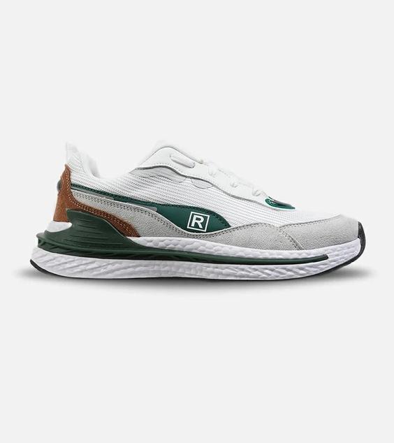 کتانی ورزشی مردانه طوسی سفید سبز پوما PUMA R مدل 2135|لوزی