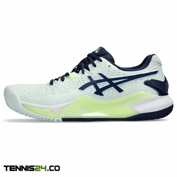 کفش تنیس زنانه اسیکس Asics Gel-Resolution 9 Clay- سفید/سرمه ای|تنیس شاپ