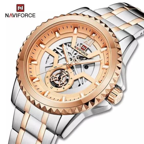 ساعت مچی مردانه بند فلزی NAVIFORCE 9186 S-RG|باسلام