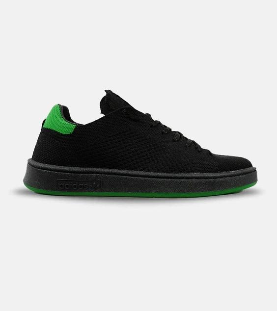 کفش کتانی مردانه مشکی سبز ADIDAS stan smith مدل 4622|لوزی