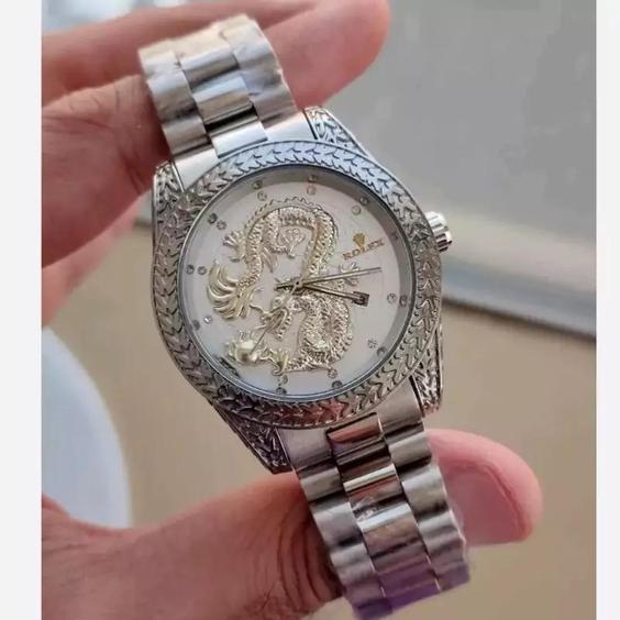 ساعت مردانه رولکس دراگون اژدها بند استیل نقره ای ROLEX DRAGON |باسلام