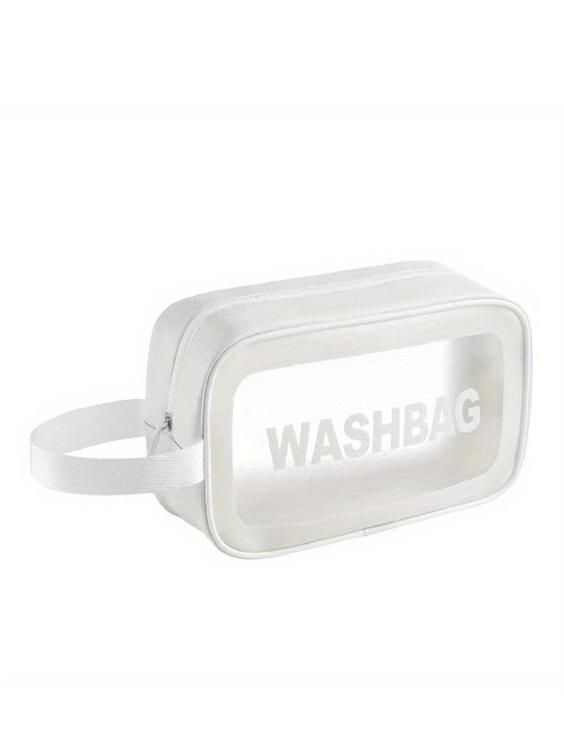 کیف استخر واش بگ ( wash bag ) زنانه و دخترانه بصورت ضد آب سفید رنگ شفاف|ساترال