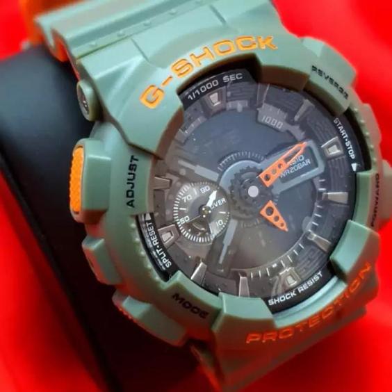 ساعت مچی مردانه و پسرانه کاسیو جی شاک بدنه سبز رنگ casio G-shock|باسلام