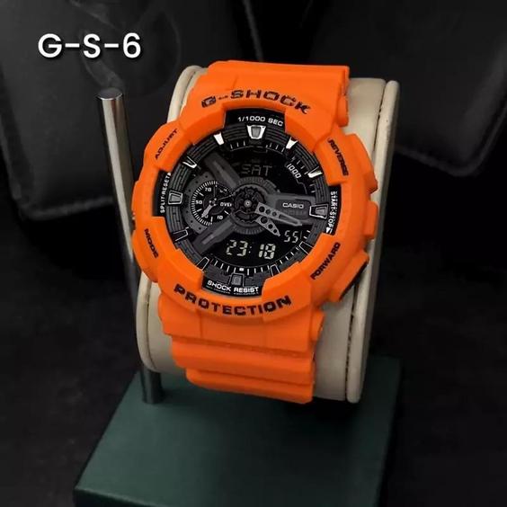 ساعت  مچی جی شاک GA110 نارنجی  (جیشاک GShock) ، صد در صد ضدآب ، تنظیم اتوماتیک با پایتخت کشورها ، اتولایت دار|باسلام