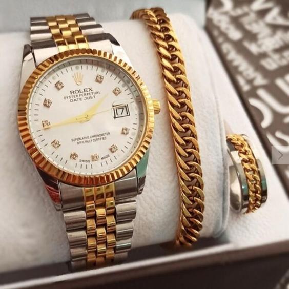 ساعت مچی مردانه رولکس Rolex ست دستبند و حلقه|باسلام