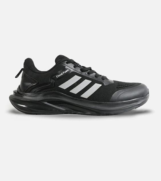 کفش کتانی تمام مشکی بزرگ پا Adidas cloud foam مدل 2054|لوزی