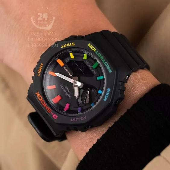 ساعت کاسیو جی شاک مدل GA-2100 black rainbow بالاترین کیفیت تمام فول.تنظیم اتوماتیک با پایتخت کشورها ،دارای سنسور اتولایت|باسلام