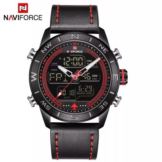 ساعت مردانه اورجینال برند اسکمی -کد :Naviforce 9144 - مشکی قرمز|باسلام