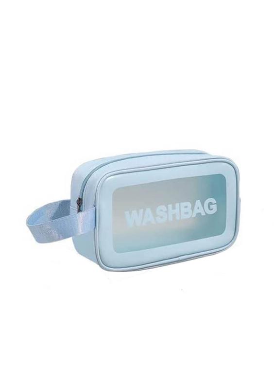 کیف شامپو و وسایل برای استخر شنا زنانه و دخترانه واش بگ ( wash bag ) شیشه ای آبی رنگ|ساترال