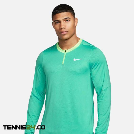 تی شرت نیم زیپ تنیس مردانه نایک NikeCourt Dri-FIT Advantage- سبز|تنیس شاپ