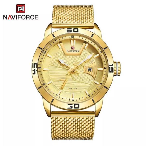 ساعت مردانه اورجینال برند اسکمی -کد :naviforce 9155 - طلایی|باسلام