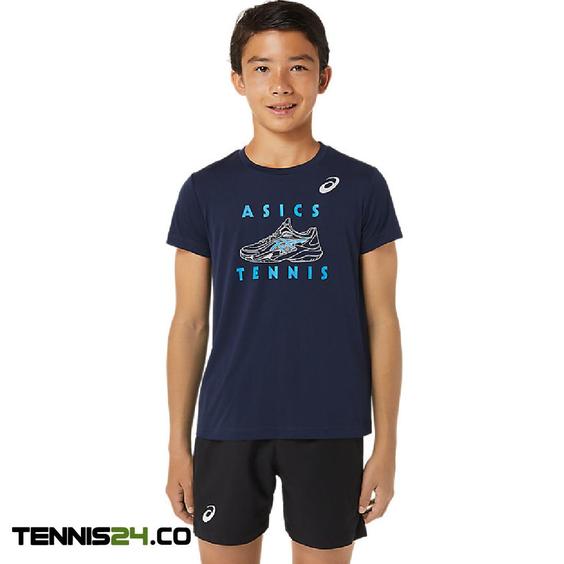 تی شرت تنیس پسرانه اسیکس Asics Tennis Graphic SS TOP- سرمه ای|تنیس شاپ