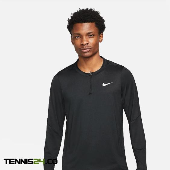 تی شرت نیم زیپ تنیس مردانه نایک NikeCourt Dri-FIT Advantage-مشکی|تنیس شاپ