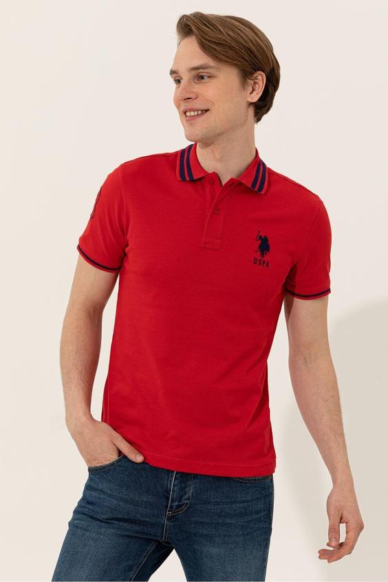 تیشرت یقه پلو مردانه یو اس پلو اورجینال قرمز U.S. Polo Assn. G081GL011.000.1350303|ترند نهران