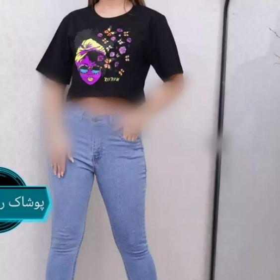 کراپ نیم تنه پنبه سوپر اعلا طرح دختر چاپی مناسب سایز 36 تا42 |باسلام (زنانه رزلند)