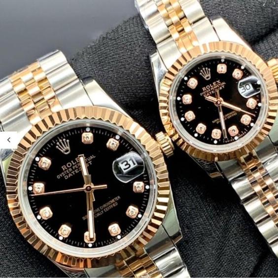 ساعت ست زنانه مردانه برند رولکس Rolex صفحه مشکی|باسلام