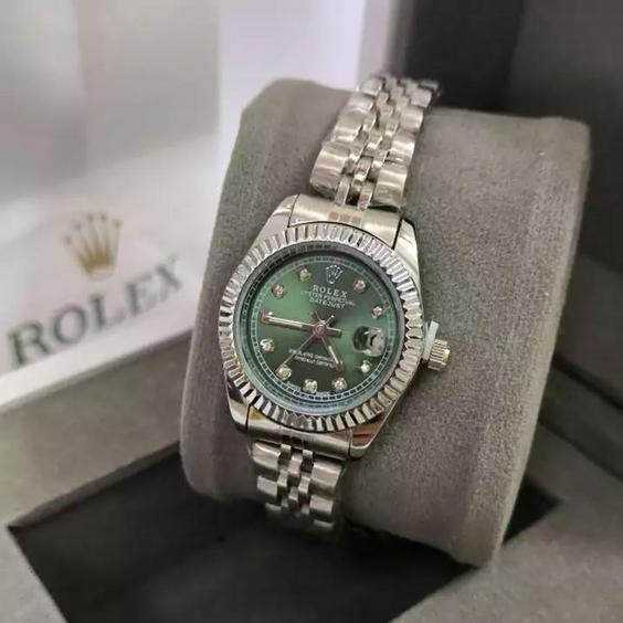 ساعت زنانه رولکس rolex  دیت جاست تقویم دار رنگ ثابت با باتری |باسلام