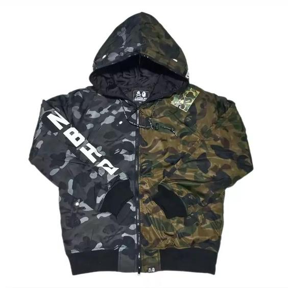 کاپشن مردانه سبز طوسی چریکی بیپ bape|باسلام (ستاره های پارسی)