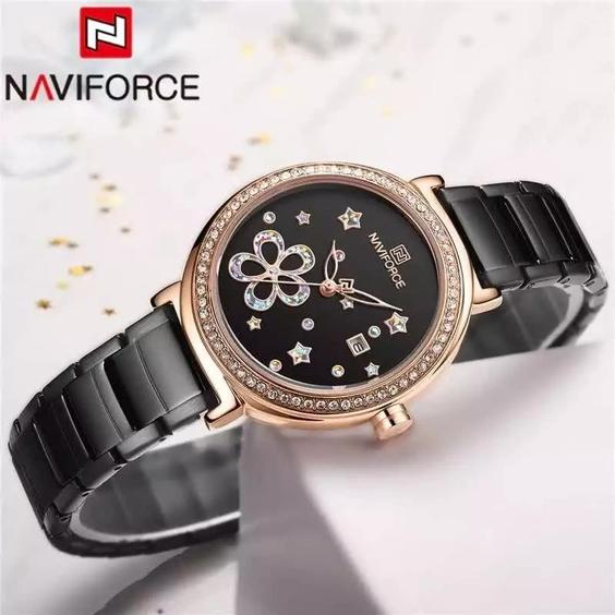 ساعت زنانه ناویفورس اورجینال موتور ژاپن بند استیل Naviforce|باسلام