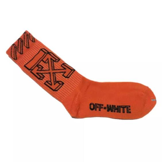 جوراب ساق بلند نارنجی مشکی آف وایت off white|باسلام