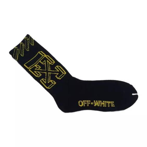 جوراب ساق بلند مشکی زرد آف وایت off white|باسلام