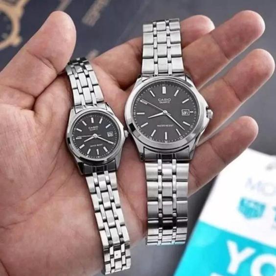 ساعت زنانه کاسیو Casio  نقره ای صفحه مشکی|باسلام