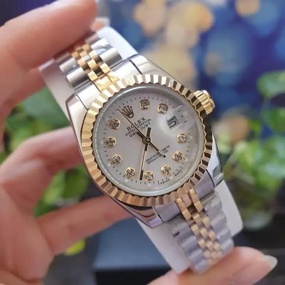 لوکس ترین ساعت زنانه دخترانه رولکس اصلی موتور ژاپن بند استیل اصلی رنگ ثابت rolex|باسلام