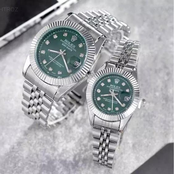 ست ساعت مچی رولکس ROLEX طرح دیت جاست مدل 1656 دارای جعبه و باطری اضافه|باسلام