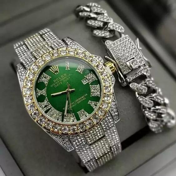 ساعت مچی بند استیل رنگ ثابت فول استون رولکس کیفیت عالی Rolex|باسلام