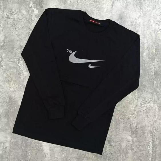 تیشرت مردانه آستین بلند یقه گرد NIKE یقه و سرآستین کش|باسلام