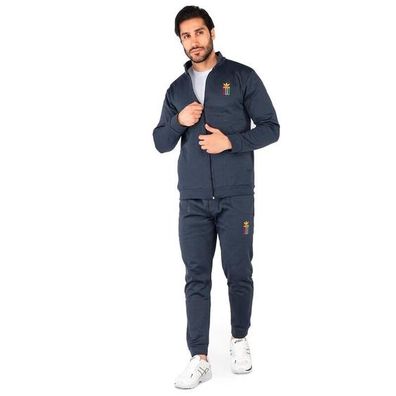 43996  ست سویشرت و شلوار مردانه آستین بلند سرمه ای Adidas ساده یقه ایستاده|باسلام