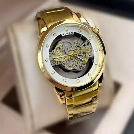 ساعت مچی مردانه کوارتز قلب باز پشت شیشه ای رولکس طرح بینبند 2023 ROLEX|باسلام