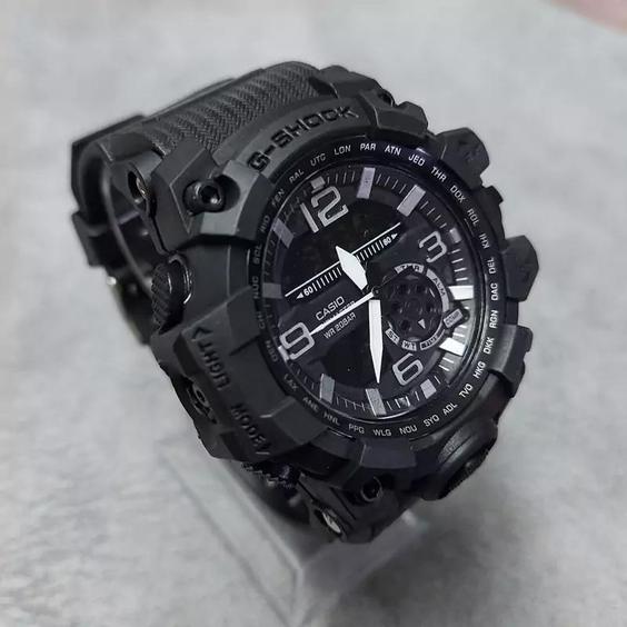 ساعت مردانه جیشاک کاسیو Casio دوزمانه موتور ژاپن مشکی|باسلام (💜  ارسال رایگان💜)