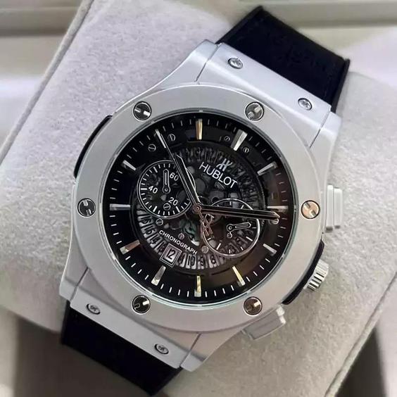 ساعت مچی مردانه هابلوت تقویم نمایان طرح کرنو موتور   شرکتی HUBLOT|باسلام